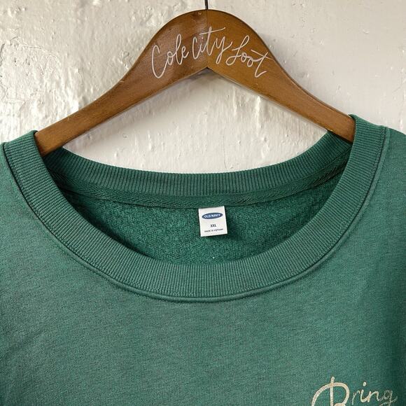 Not So Ugly Christmas Sweater Bring The Joy Green Gold XXL Cozy Crewneck NWT - Picture 2 of 7